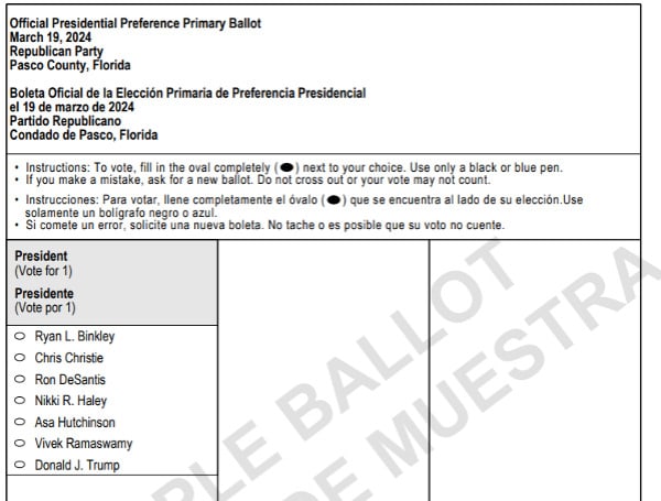 Sample Ballots Available for the 2024 Presidential Preference Primary Election