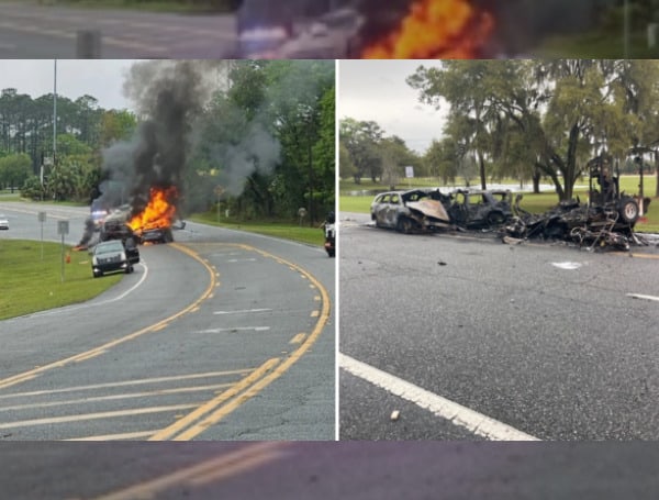 Firey crash that occurred on County Road 136 in Suwannee County, March 22, 2024. FDACS