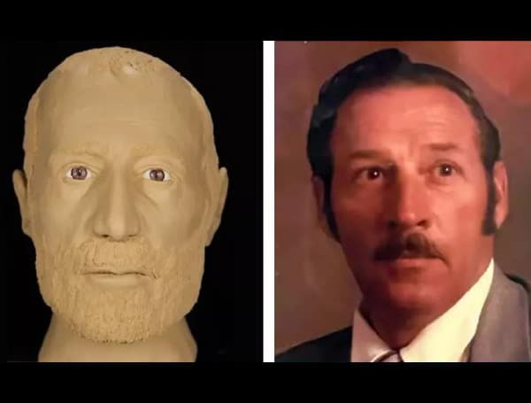 A facial composite (left) of Charles Ray Allen (shown in the photograph, right) was created and shared with the public by the Hillsborough County Medical Examiner Office.