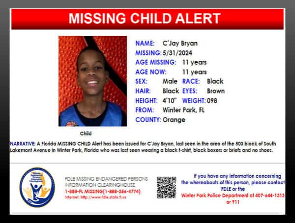 Florida Missing Child Alert Issued For 11-Year-Old C'Jay Bryan